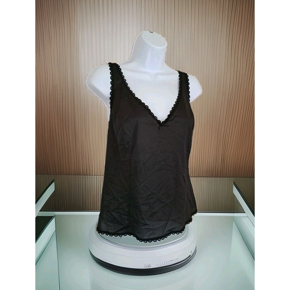 Fruit of The Loom Camisole Top 42 Black Nylon Lace Trim Sexy Lingerie USA Made